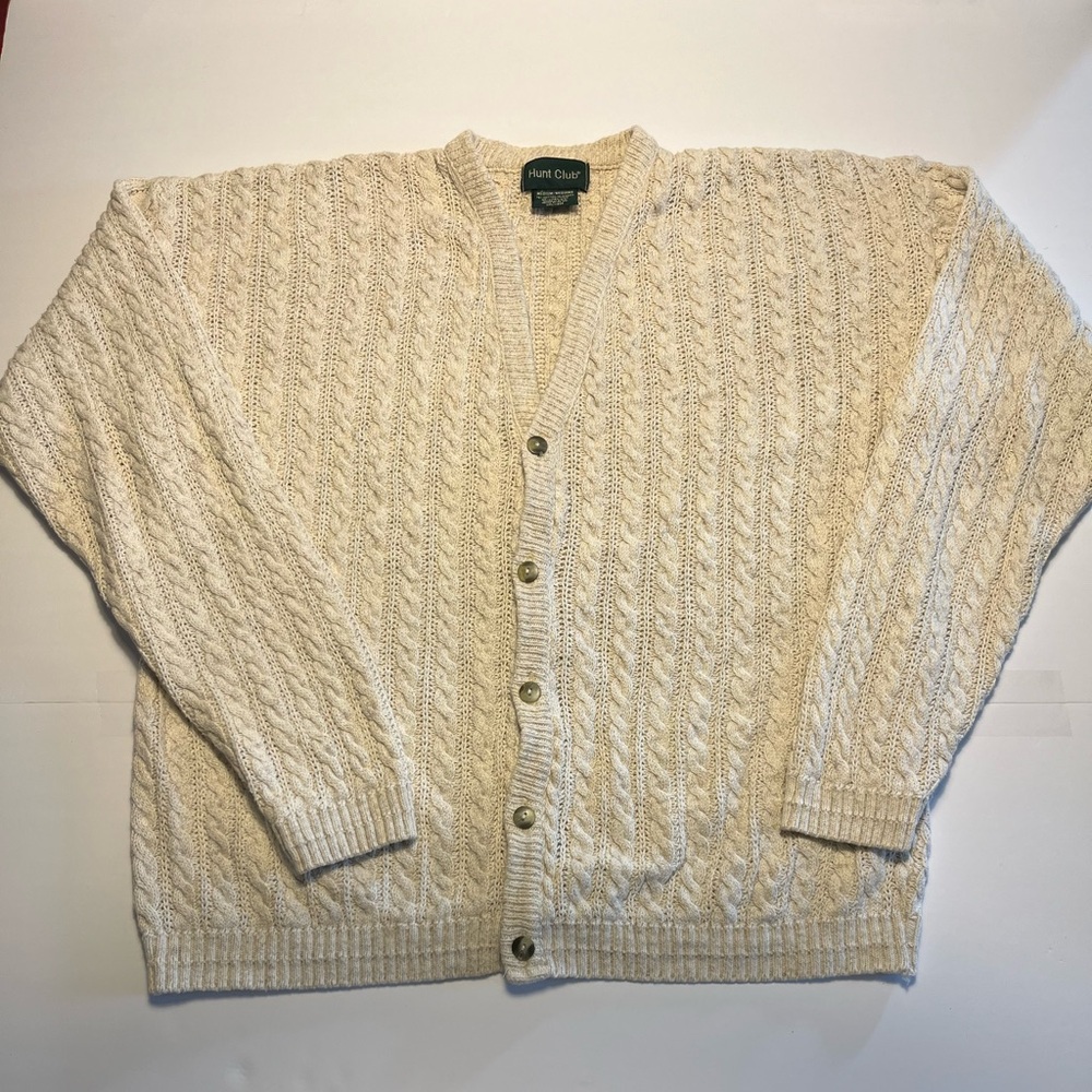 Vintage 90s Hunt Club Linen Cotton Blend Cardigan Sweater